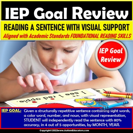 Learn to Read a Sentence with Picture and Symbols Visual Support IEP Goal Review